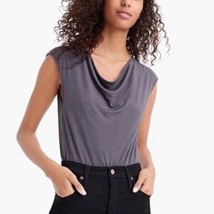 J. Crew 365 Stretch Cowl Bodysuit Medium Gray Charcoal Grey Cap Sleeve